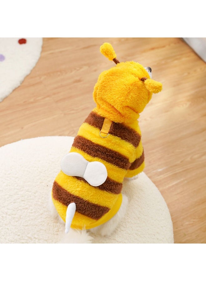 A.M Fleece Dog Hoodies with D-Ring Autumn Winter Puppy Clothes for Small Dogs Bumblebee Cat Apparel Cold Weather Coat Funny Dog Bee Costume for Christmas Halloween - Image 5