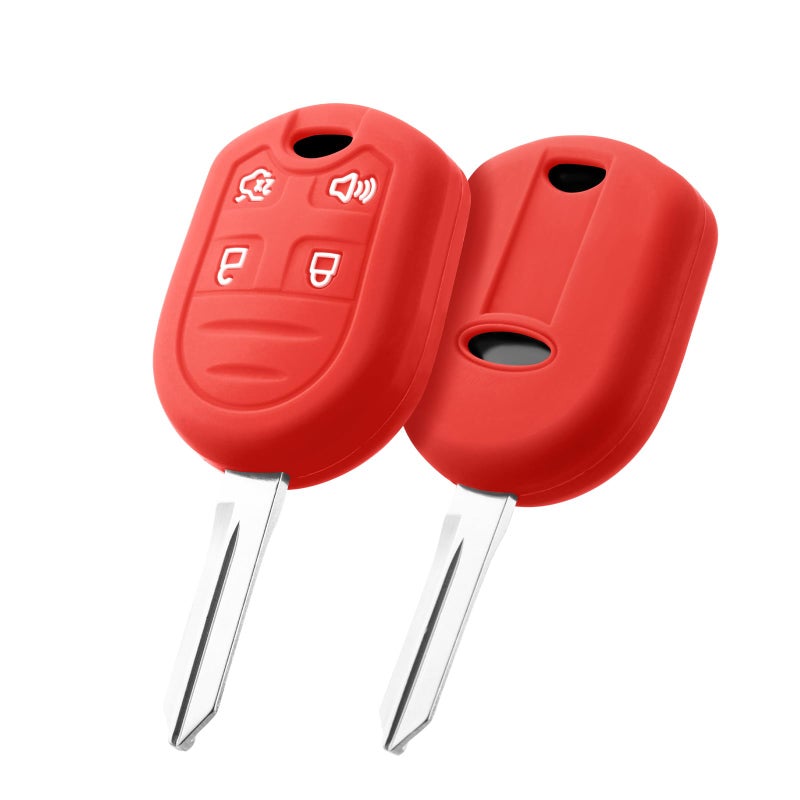 ELOHEI Key Fob Cover for Ford,Premium Soft Full Protection Car Key Case for Ford Explorer 2001-2015 Mustang 2005-2014 Expedition Edge Focus 2006-2011 Lincoln Accessories(Red) - Image 1