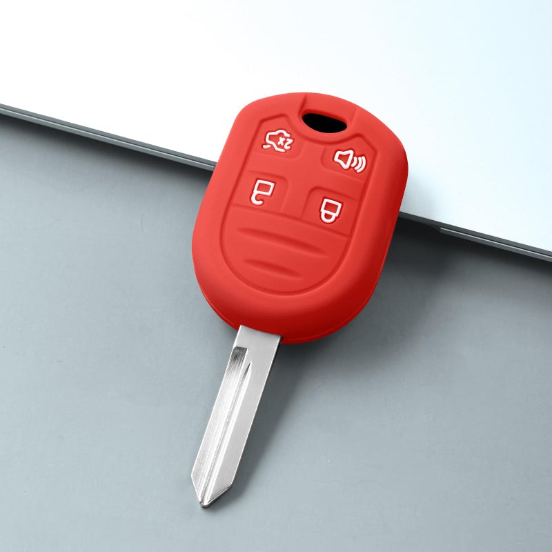 ELOHEI Key Fob Cover for Ford,Premium Soft Full Protection Car Key Case for Ford Explorer 2001-2015 Mustang 2005-2014 Expedition Edge Focus 2006-2011 Lincoln Accessories(Red) - Image 4