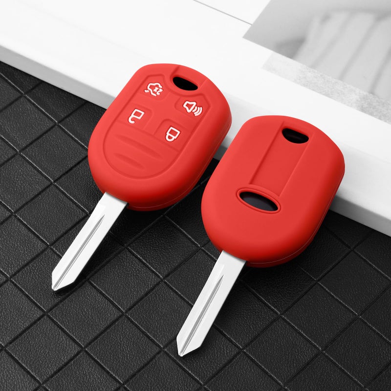 ELOHEI Key Fob Cover for Ford,Premium Soft Full Protection Car Key Case for Ford Explorer 2001-2015 Mustang 2005-2014 Expedition Edge Focus 2006-2011 Lincoln Accessories(Red) - Image 5