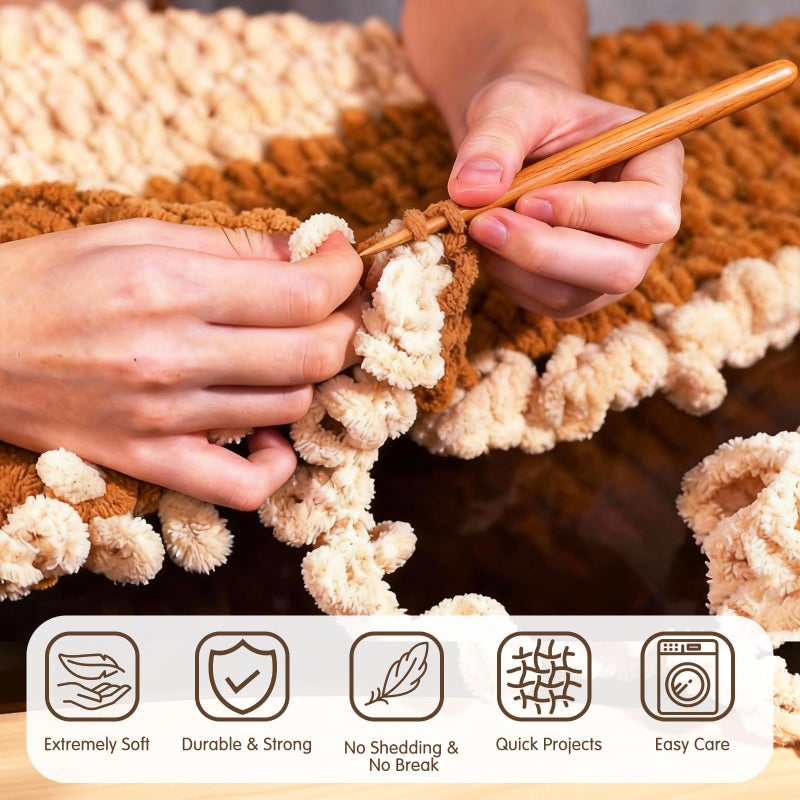Lpalats 2-Pack Super Soft Chunky Yarn for Crocheting Blankets - 7oz/76.4yd Total, Thick & Plush Chenille Yarn for Quick Baby Projects, Amigurumi, Scarves, Tangerine - Image 4