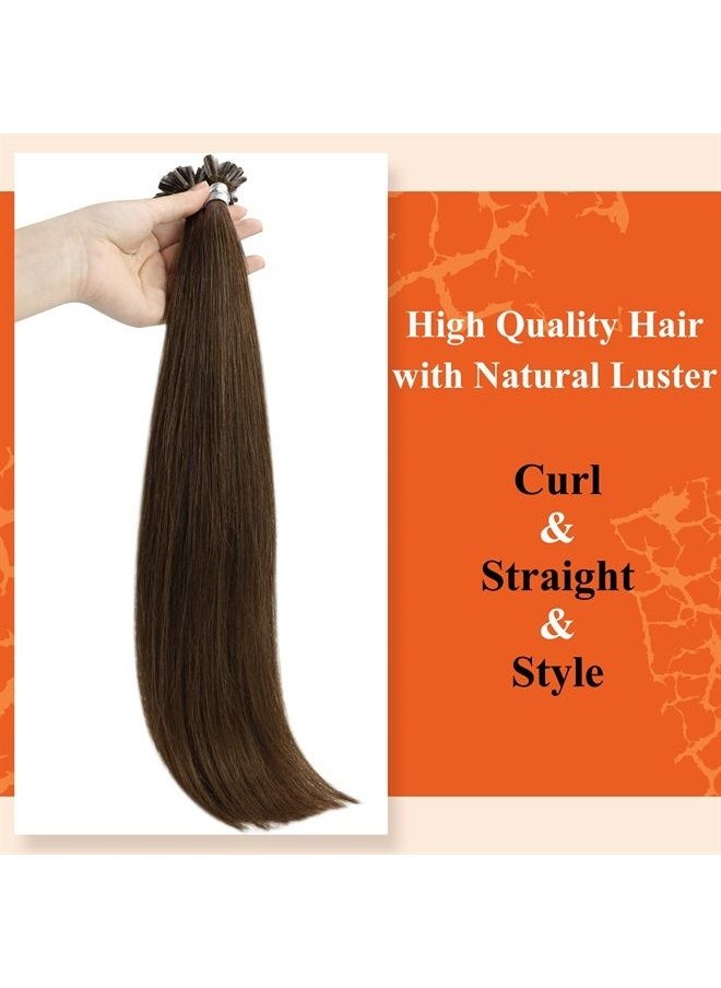 Full Shine U Tip Hair Extensions Real Human Hair Chocolate Brown Keratin Tip Hair Extensions Remy Hair Fusion Extensions Nail Tip Hair Extensions 14 Inch 40g 50 Strands  - Image 5