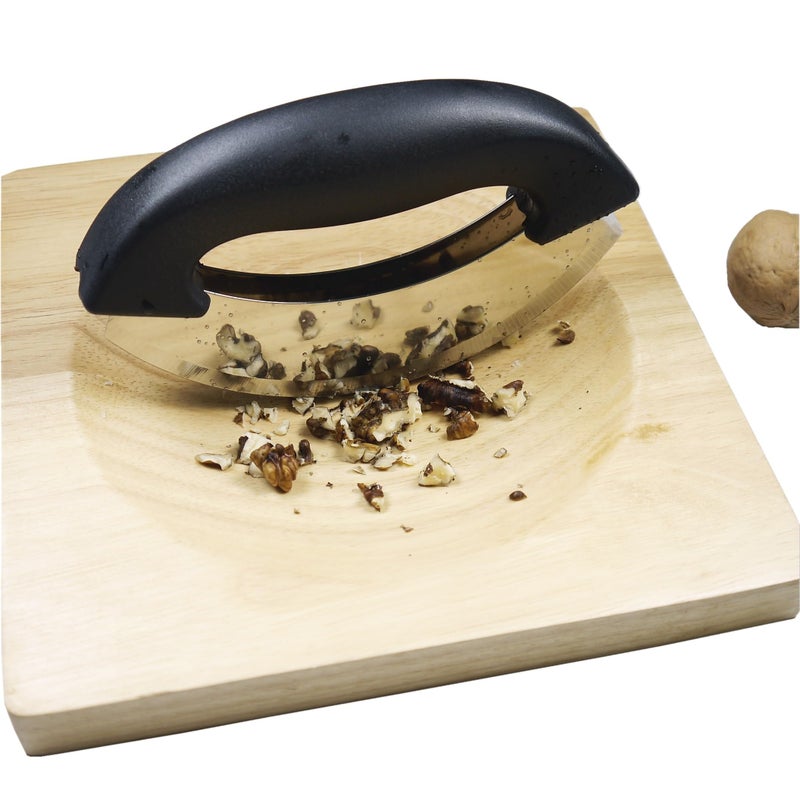 TLIOCAS Mezzaluna chopper and Cutting Board Set- Rocker Knife for One Handed Cutting Board, Kale Vegetable Mincing Knives Slicer, Double Blade Mezzaluna Knife,Quick to Pre Salad Meal Chopped Salad Kit - Image 1