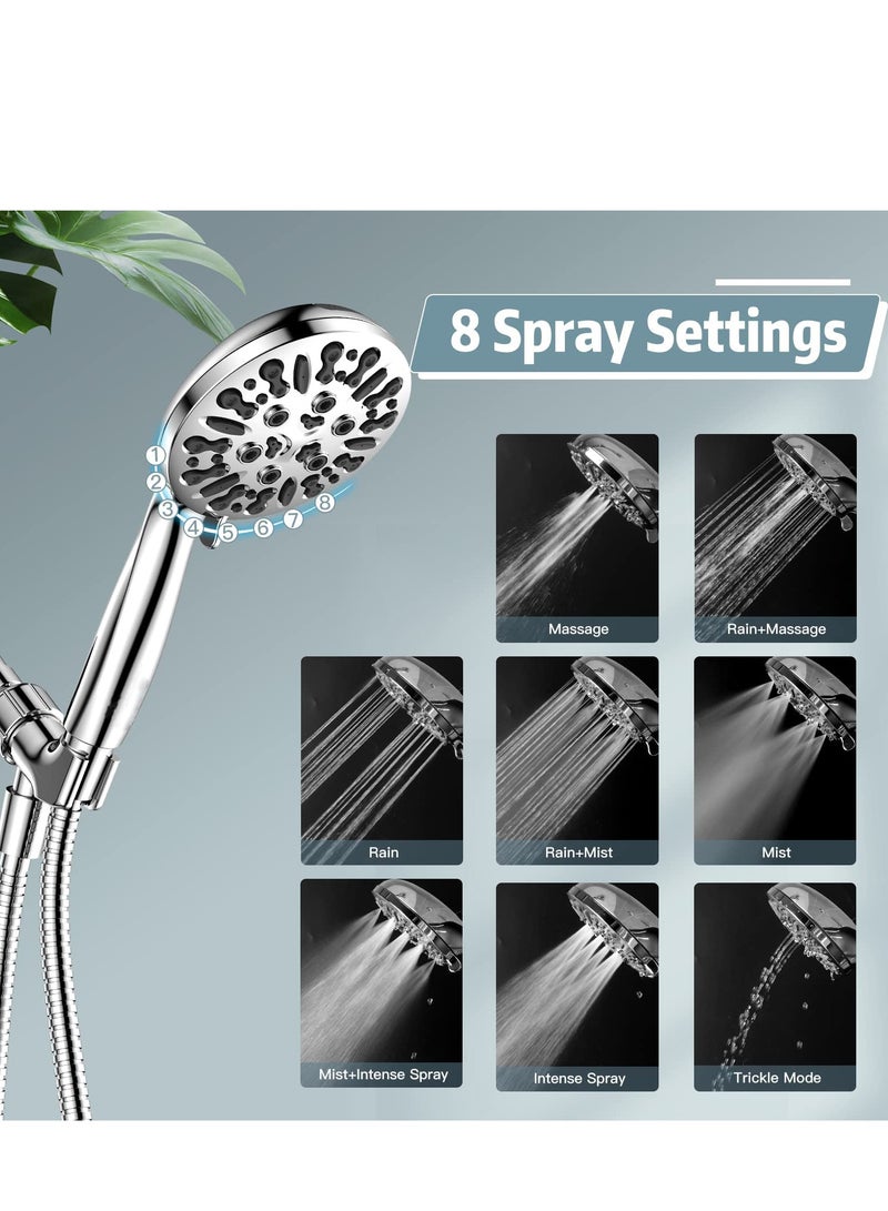 سيوسي Shower Head High Pressure 8 Modes Shower Head with Handheld Built in Power Wash to Clean Tub Tile  Pets 4 7 Detachable Showerhead with 71 Inches Extra Long Hose - Image 3