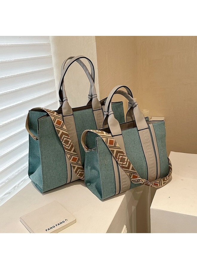 2024 Vintage Fashion Ladies Handbag Large Capacity Shoulder Messenger Bag Color Matching Tote Bag-Colour:Brown-Size:Large  - Image 4