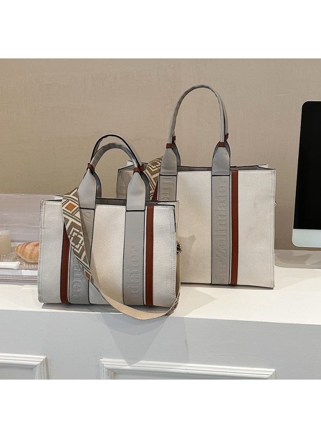 2024 Vintage Fashion Ladies Handbag Large Capacity Shoulder Messenger Bag Color Matching Tote Bag-Colour:Brown-Size:Large  - Image 1