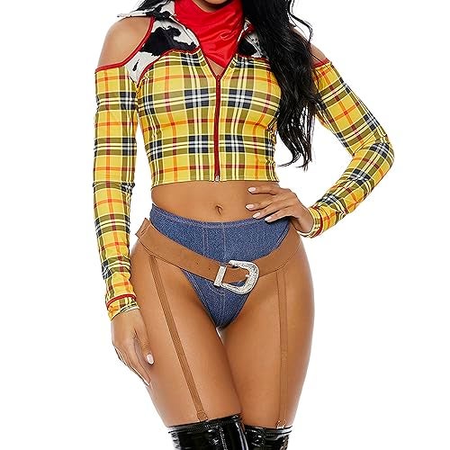 Forplay Women's Playtime Sheriff Sexy Cowboy Movie Character Costume Adult Costume, Yellow, M/L - Image 1