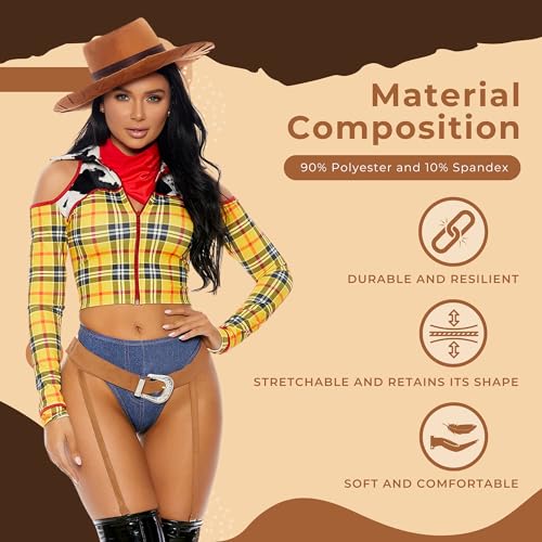 Forplay Women's Playtime Sheriff Sexy Cowboy Movie Character Costume Adult Costume, Yellow, M/L - Image 4