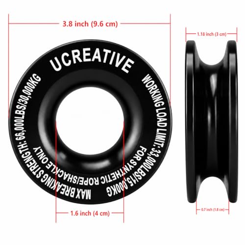 Ucreative Black Recovery Ring and 2PCS Gray Soft Shackle (1/2 Inch x 22 Inch) kit for Synthetic Winch Rope for ATV UTV SUV Truck Off-Road Vehicle Recovery - Image 5