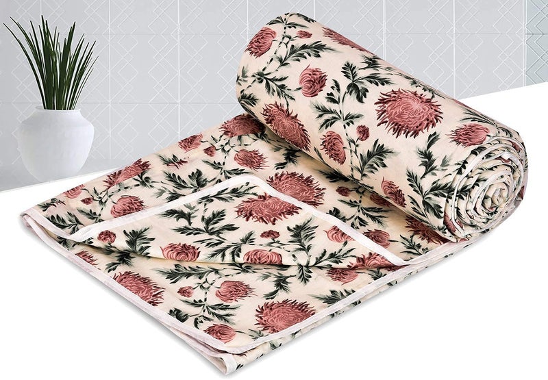 RRC Super Soft Cotton 3 Layer Reversible Double Size| Soft Light-Weight Blanket 84X96(Inches) 213X243(CM) Flannel Dohar Throws for Bed,Lahariya Fabric Edging/Piping Bed Dohar - Image 1