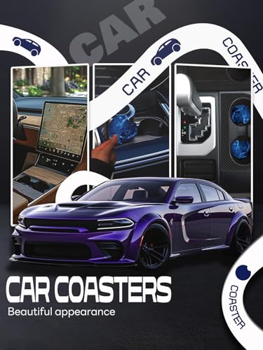 WOCOCN Car Coasters,Cup Holder Coasters for Car,2.75inch Anti Slip and Absorbent,Cute Automotive Interior Accessories for Cup Holder,Pack of 2 (Blue Sky-2) - Image 4