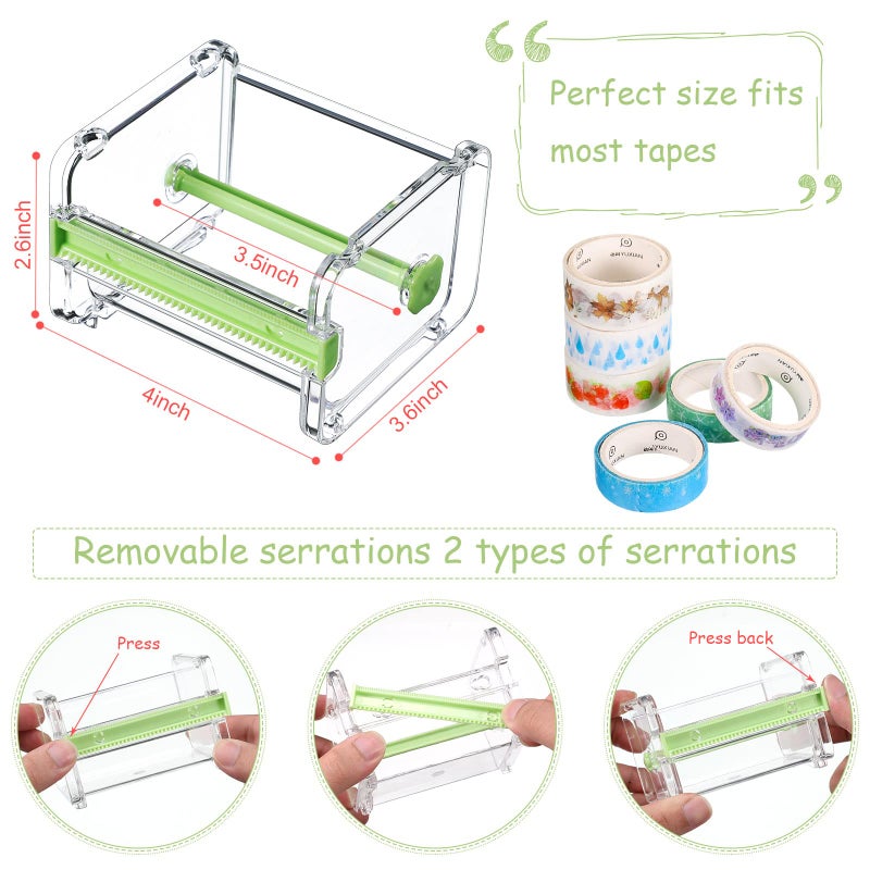 Outus أوتوس 6 قطع من شريط وashi الشفاف القابل للرؤية موزع شريط متعدد لقص الشريط حامل المنظم مكتب DIY حامل قص الملصقات - Image 2