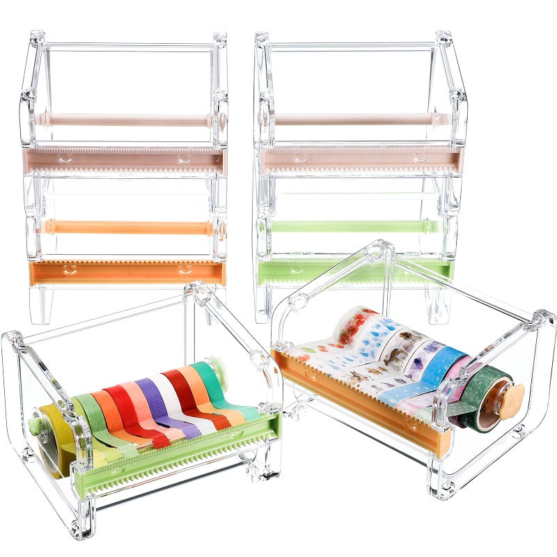 Outus أوتوس 6 قطع من شريط وashi الشفاف القابل للرؤية موزع شريط متعدد لقص الشريط حامل المنظم مكتب DIY حامل قص الملصقات - Image 1