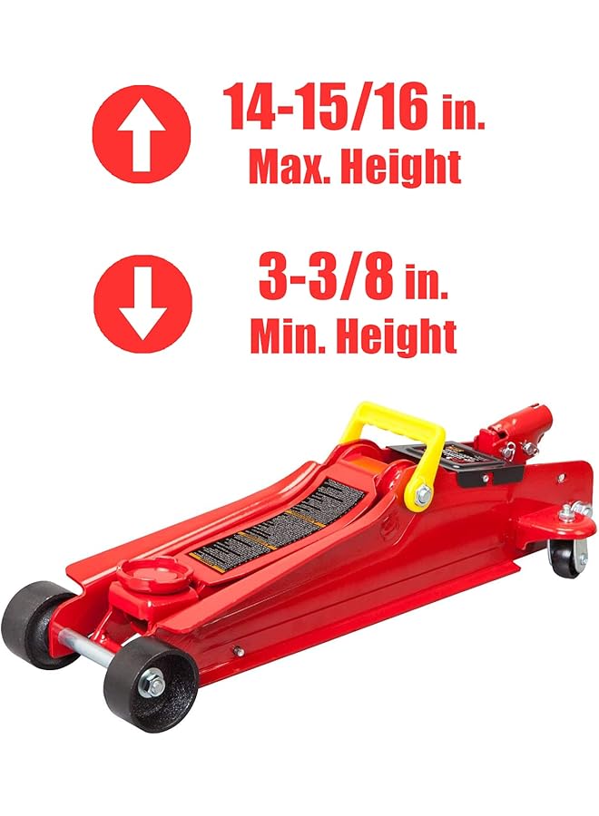 بيج ريد رافعة خدمة/أرضية هيدروليكية منخفضة الارتفاع من طراز Tam825051 Torin مزودة بمضخة رفع سريعة بمكبس واحد، سعة 2.5 طن (5000 رطل)، لون أحمر - Image 2