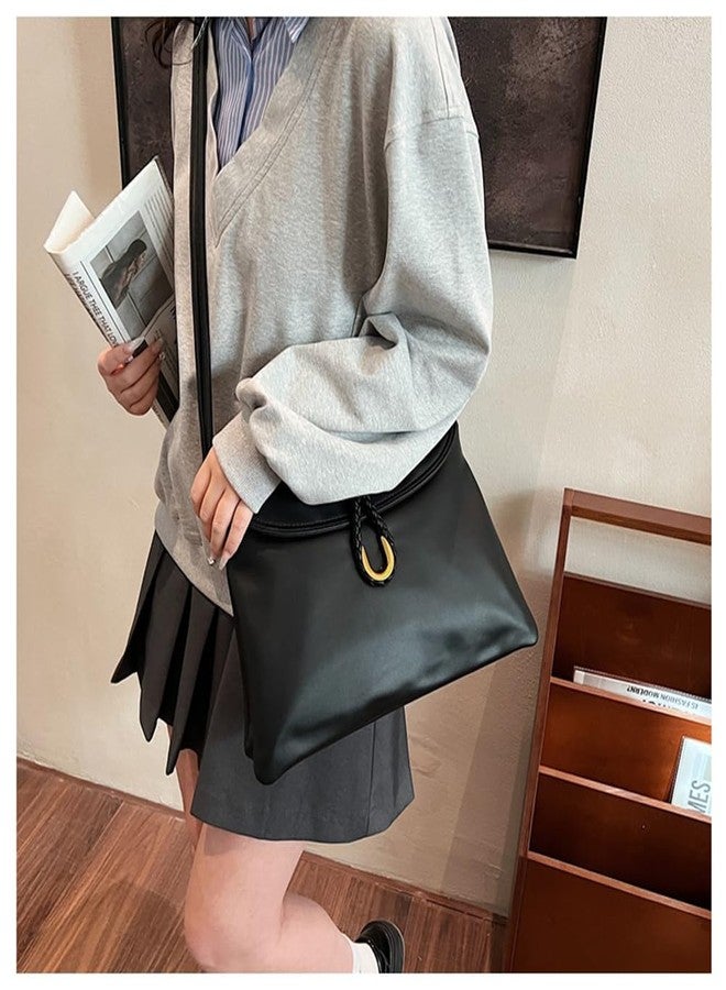 YP Crossbody Bags for Women Vegan Leather Envelope Purses Trendy Shoulder Handbags (Black) - Image 5