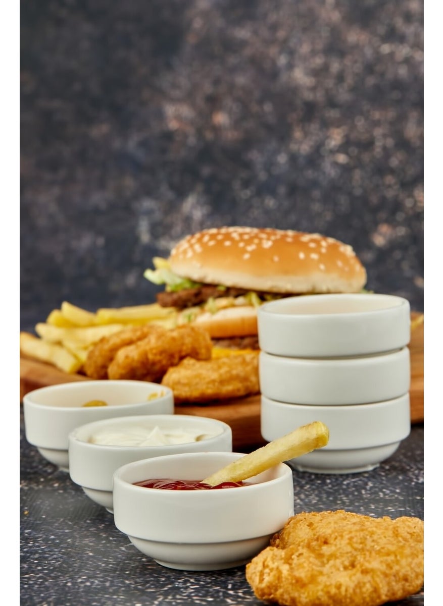 Cooker Porcelain 6 Piece Set Joker Mini Jam Bowl, Sauce Bowl, Snack Bowl, Turkish Delight Bowl, Dragee Bowl 6 cm  - Image 1