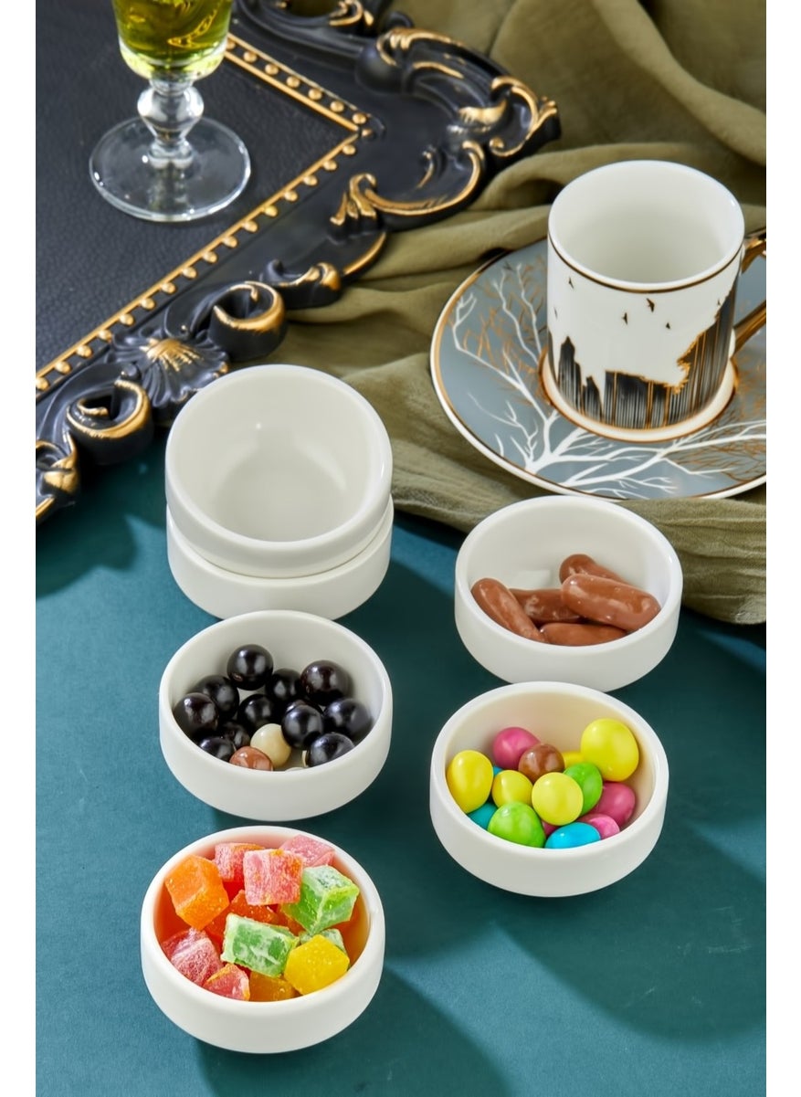 Cooker Porcelain 6 Piece Set Joker Mini Jam Bowl, Sauce Bowl, Snack Bowl, Turkish Delight Bowl, Dragee Bowl 6 cm  - Image 2