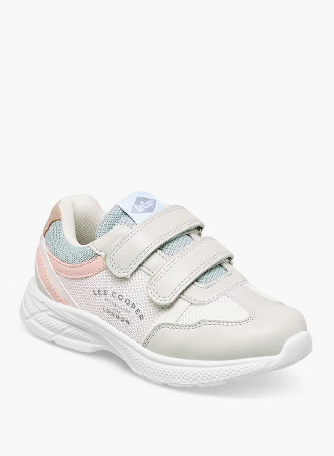 Lee Cooper Girls' Panelled Sneakers with Hook and Loop Closure