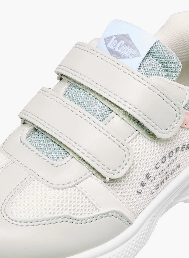 Lee Cooper Girls' Panelled Sneakers with Hook and Loop Closure