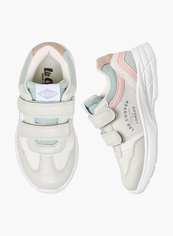 Lee Cooper Girls' Panelled Sneakers with Hook and Loop Closure