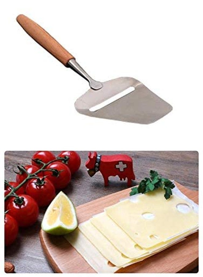 MBBITL Cheese Slicer Plane Stainless Steel Cutter Spatula Server Wood Handle - Image 4