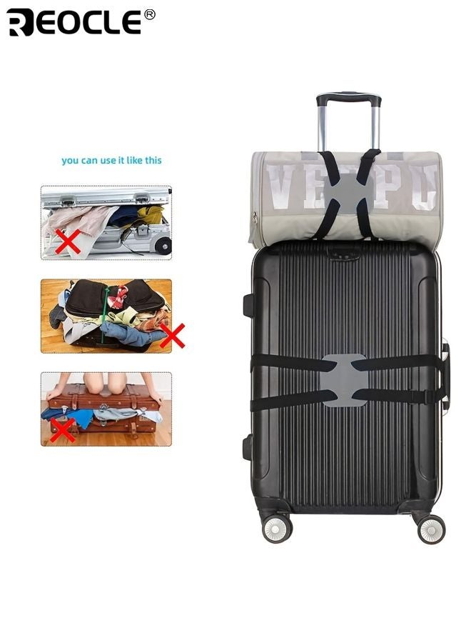 REOCLE 2PCS Luggage Straps with Figure 8 Design and Anti-Slip Feature Travel Suitcase Bands with Elastic Straps for Secure Transport Travel - Image 3