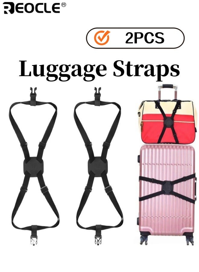 REOCLE 2PCS Luggage Straps with Figure 8 Design and Anti-Slip Feature Travel Suitcase Bands with Elastic Straps for Secure Transport Travel - Image 1