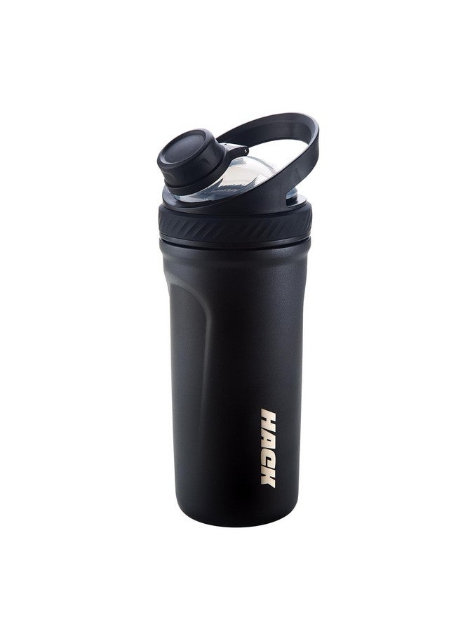 Hack Athletics Hack Athletics Premium Stainless Steel Insulated Shaker Bottles for Gym, Protein Shaker, Pre Workout Bottle, Water Bottle for Men and Women, BPA Free Material 100% Leakproof | 709ML (Black)  - Image 1