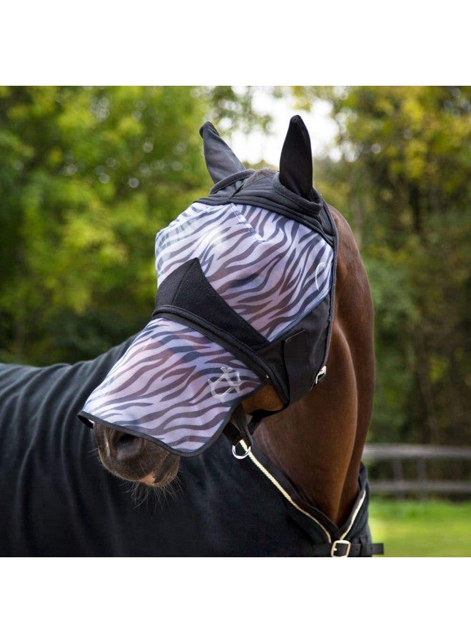 هورز قناع هورز للحشرات والذباب بنمط حمار وحشي مع حماية أنف قابلة للفصل - أسود - كبير - Image 3