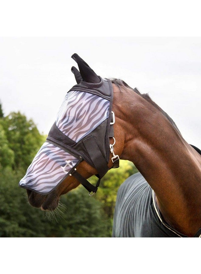 هورز قناع هورز للحشرات والذباب بنمط حمار وحشي مع حماية أنف قابلة للفصل - أسود - كبير - Image 5