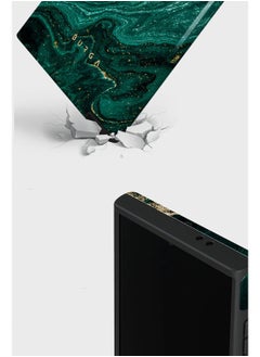 BURGA Premium Case Compatible with Samsung Galaxy S24 Ultra - Hybrid Dual-Layer Hard Shell + Silicone Protection - Emerald Green Jade Stone with Gold Glitter Marble - Scratch-Resistant Shockproof Cover  - Image 3