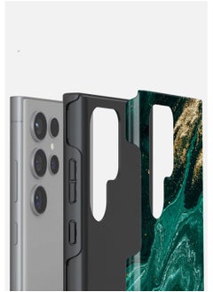 BURGA Premium Case Compatible with Samsung Galaxy S24 Ultra - Hybrid Dual-Layer Hard Shell + Silicone Protection - Emerald Green Jade Stone with Gold Glitter Marble - Scratch-Resistant Shockproof Cover  - Image 4