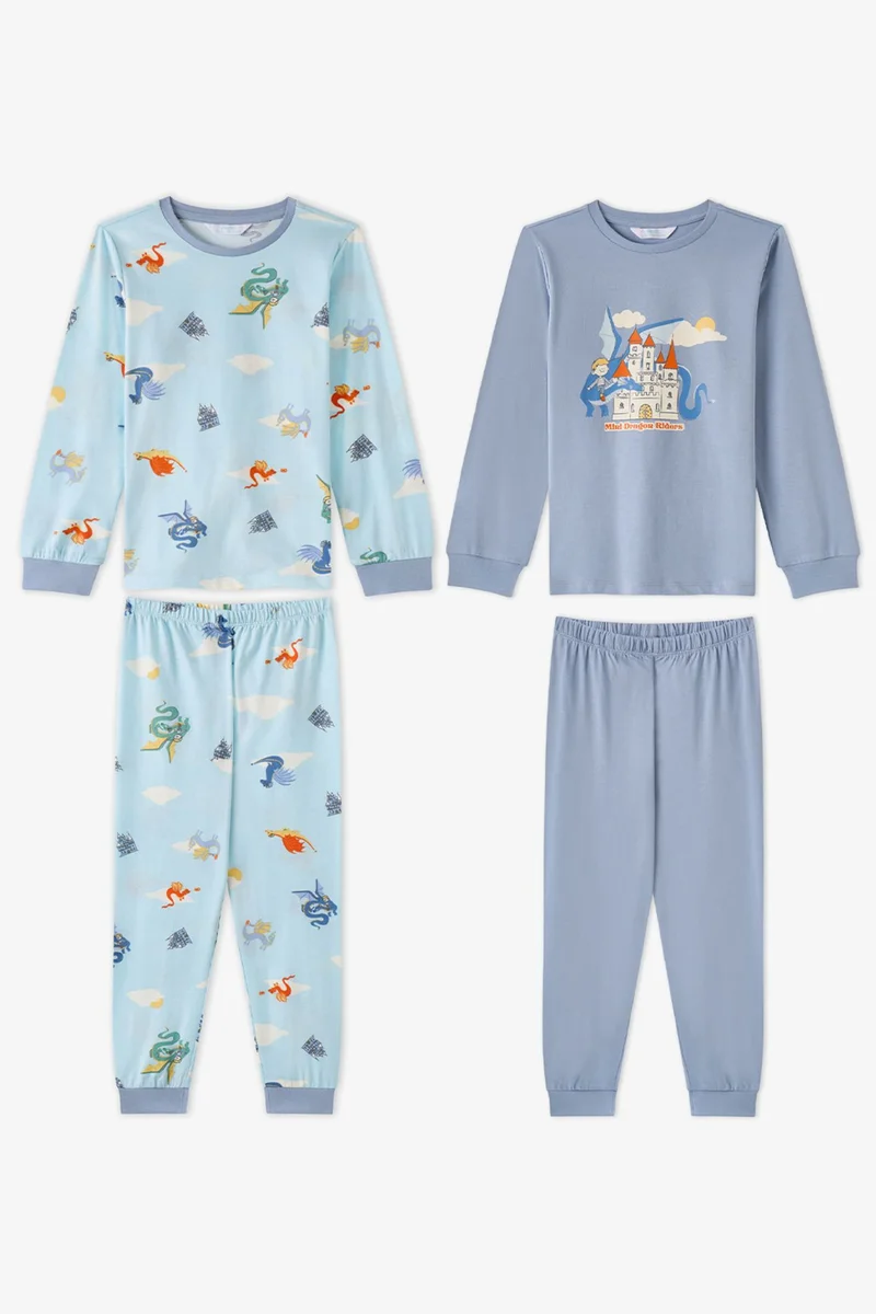 PENTI Boys' Mini Dragon Riders Long Sleeve Pajama Set
