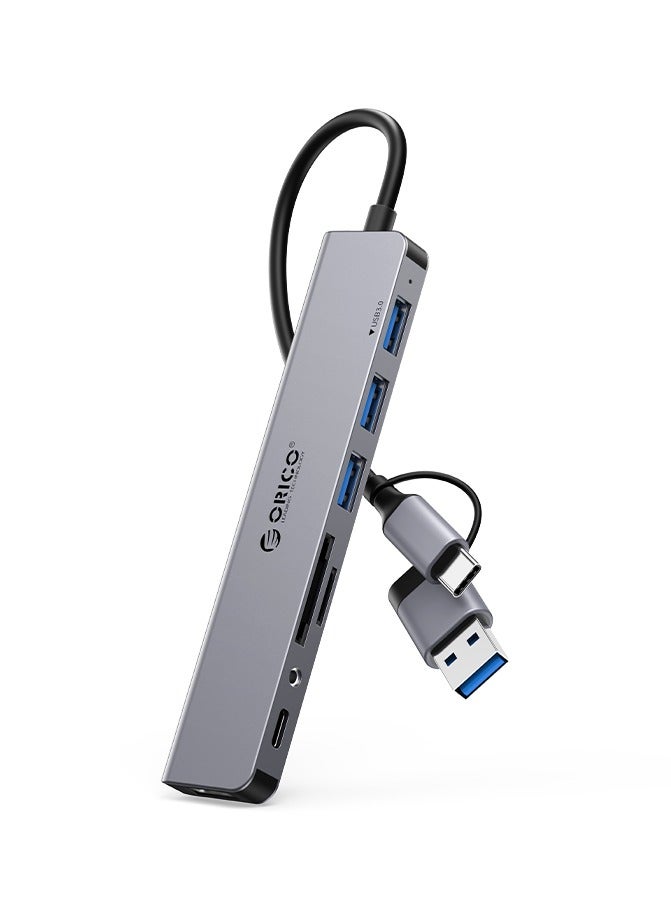 Orico Orico YSA8-U3 8-Port Mini USB 3.0 Hub – High-Speed Data Splitter with 5Gbps Transfer Rate, Compact Multi-Port Expander (Dark Grey) - Image 1