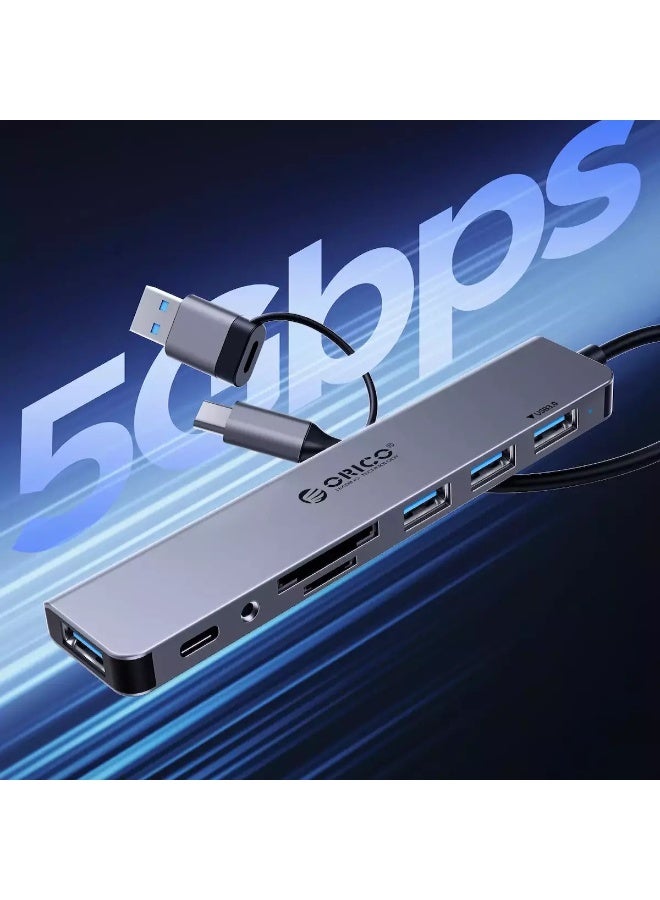 Orico Orico YSA8-U3 8-Port Mini USB 3.0 Hub – High-Speed Data Splitter with 5Gbps Transfer Rate, Compact Multi-Port Expander (Dark Grey) - Image 3