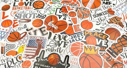 AOWDIAO Basketball Stickers for Water Bottle Cute Basketball Gifts 50 Pieces Sports Stickers for Kids Teens Adults - Image 4