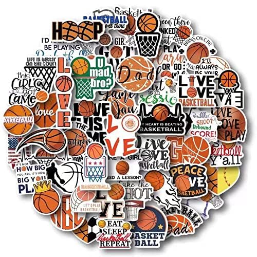 AOWDIAO Basketball Stickers for Water Bottle Cute Basketball Gifts 50 Pieces Sports Stickers for Kids Teens Adults - Image 2