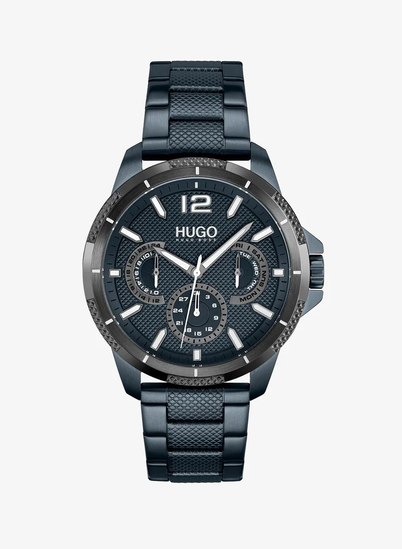 Mens Analog Multifunction Quartz Watch Collection With Blue Stainless Steel Bracelet - 1530194