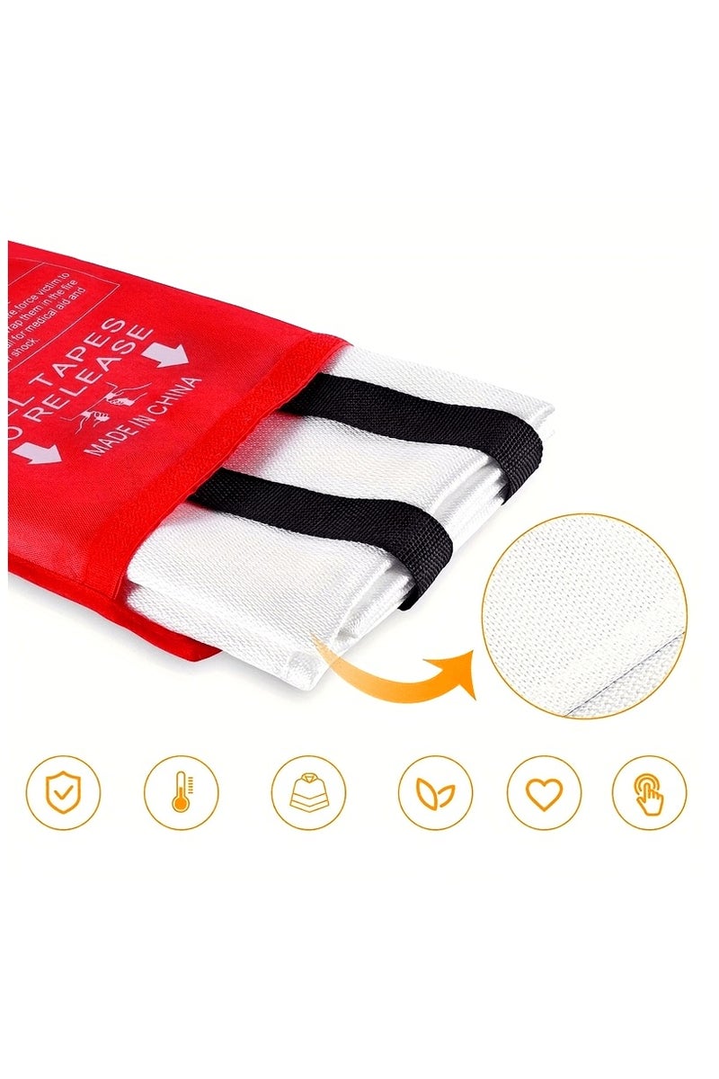 1pc emergency fire blanket flame retardant blanket suitable for home kitchen school bbq, car and office 40 x 40 fiberglass fire blanket - Image 1