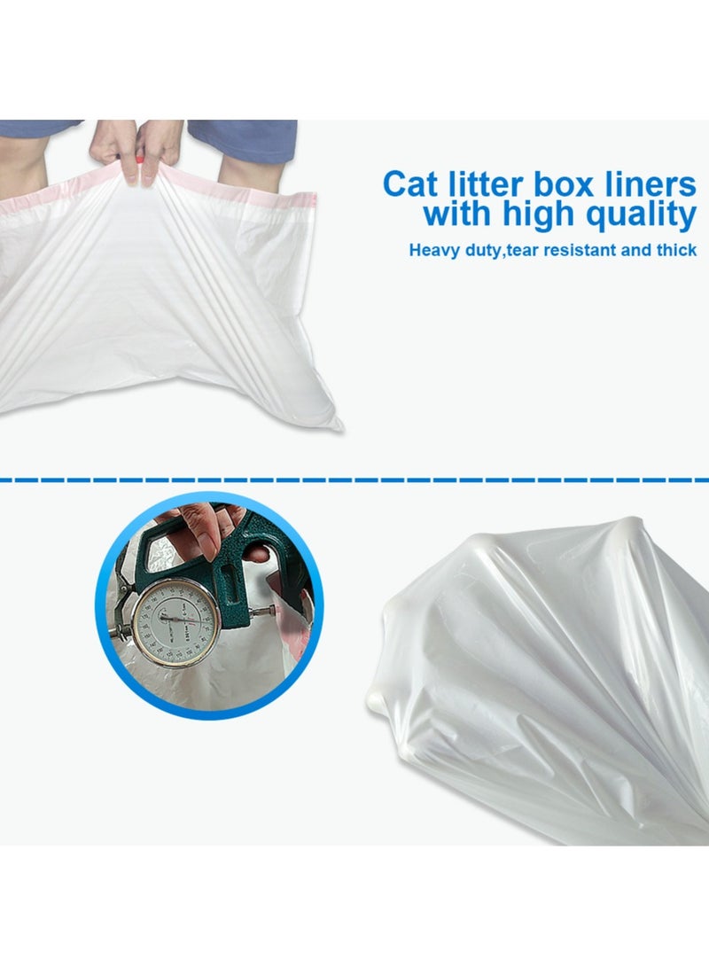 Cat Litter Liner Bags, Heavy Duty Litter Box Tray Liners with Drawstring, Leak Proof and Easy to Clean, Pack of 10 Cat Waste Bags