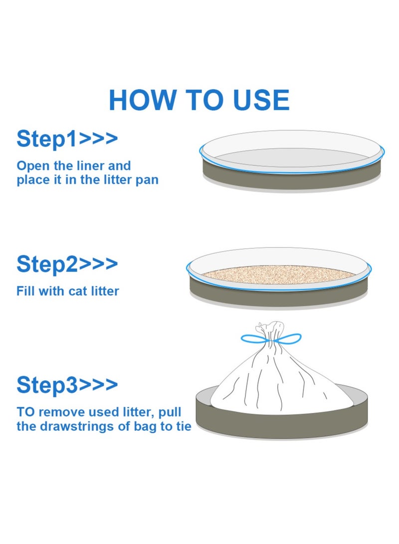 Cat Litter Liner Bags, Heavy Duty Litter Box Tray Liners with Drawstring, Leak Proof and Easy to Clean, Pack of 10 Cat Waste Bags