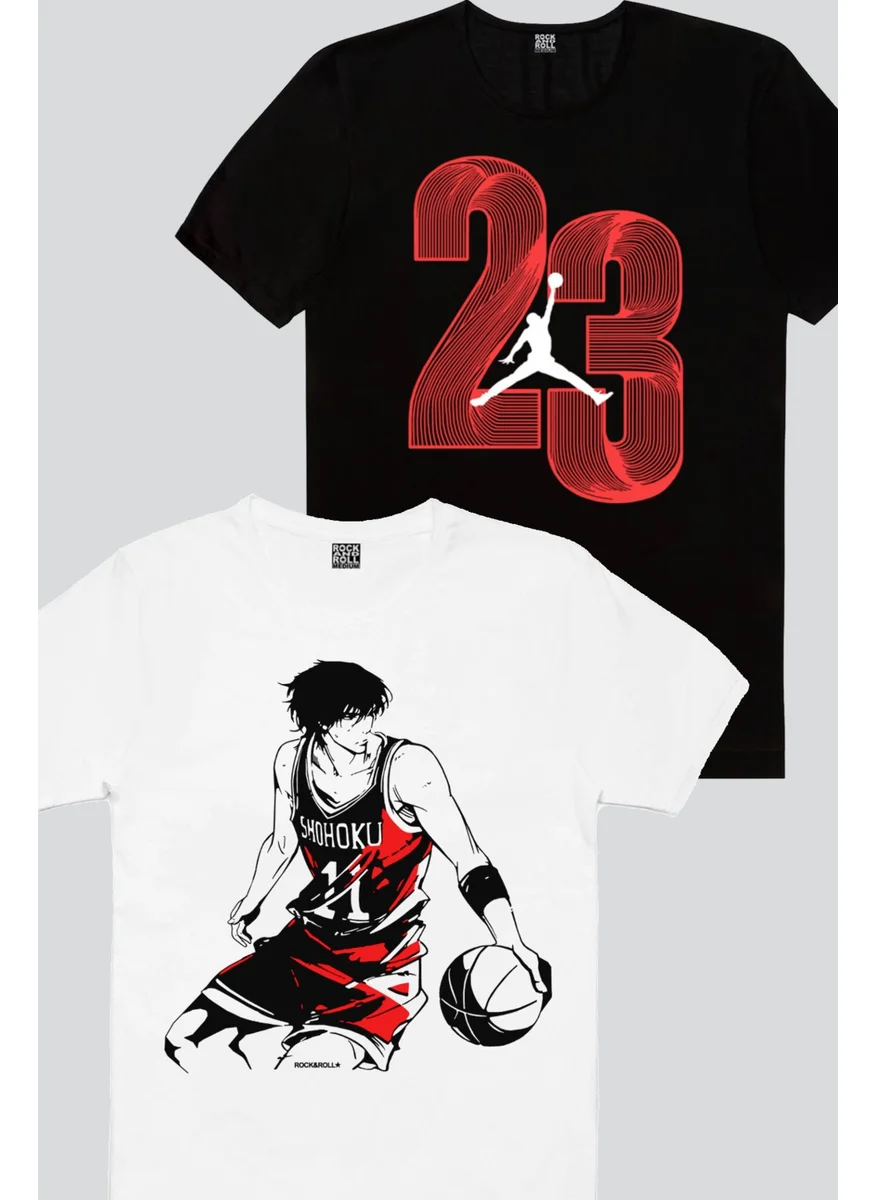 روك اند رول Twenty Three Black, Handsome Basketball Player Men's T-Shirt 2-Pack Eco Pack
