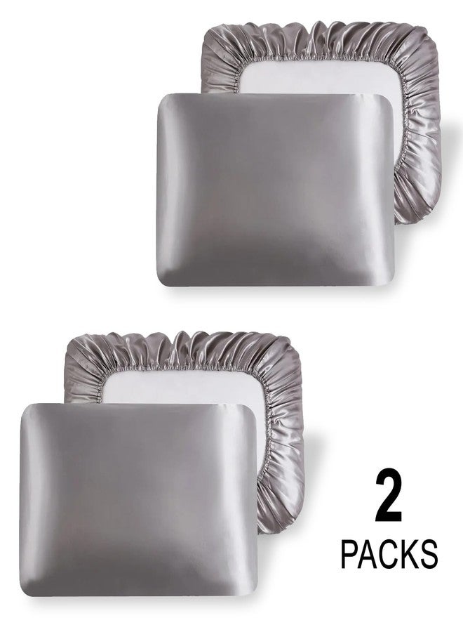 TornadoZ 2 Packs Silk Satin Pillowcases for Hair and Skin. Decorative Luxurious Travel Elastic Band Satin Pillowcase. No Zipper, Folded Soft Blank Pillow Covers. Perfect for Travel and DIY Sublimation - Grey - Image 5