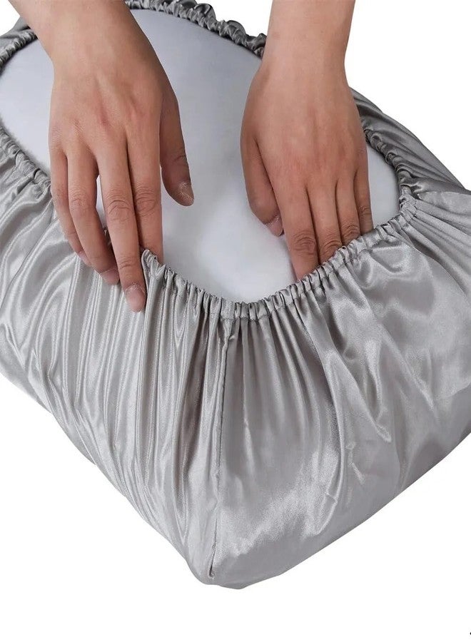 TornadoZ 2 Packs Silk Satin Pillowcases for Hair and Skin. Decorative Luxurious Travel Elastic Band Satin Pillowcase. No Zipper, Folded Soft Blank Pillow Covers. Perfect for Travel and DIY Sublimation - Grey - Image 3
