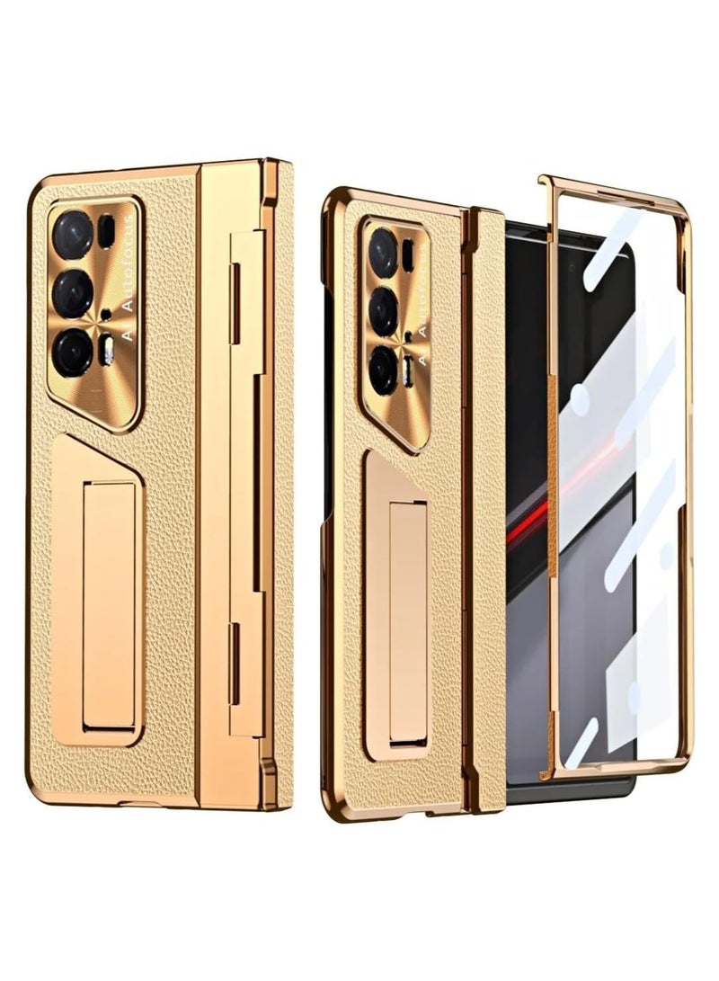 general Compatible with Honor Magic V2 RSR Leather Case with Flat Hinge Protection, All-inclusive Cover with Screen Protector Metal Camera Lens Protector Kickstand Slim PC Case - Image 1