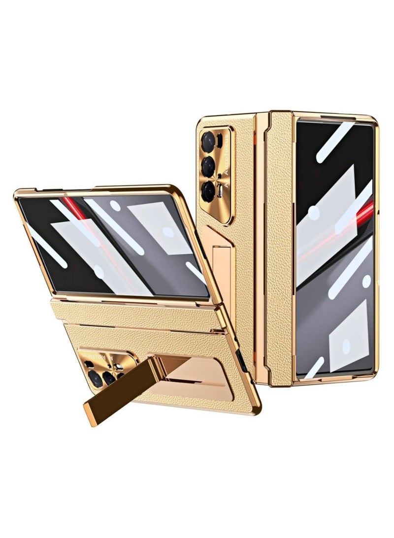 general Compatible with Honor Magic V2 RSR Leather Case with Flat Hinge Protection, All-inclusive Cover with Screen Protector Metal Camera Lens Protector Kickstand Slim PC Case - Image 2