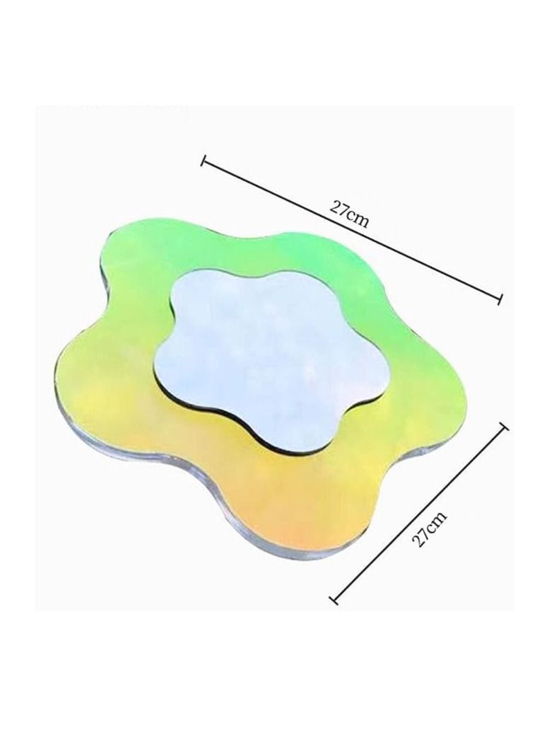 Arabest Tabletop Acrylic Mirrors Frameless Irregular Wavy Aesthetic Vanity Funky Desk Mirror Decorative for Living Room Bedroom Office and Home Decor Mirrors(27*27cm) - Image 2