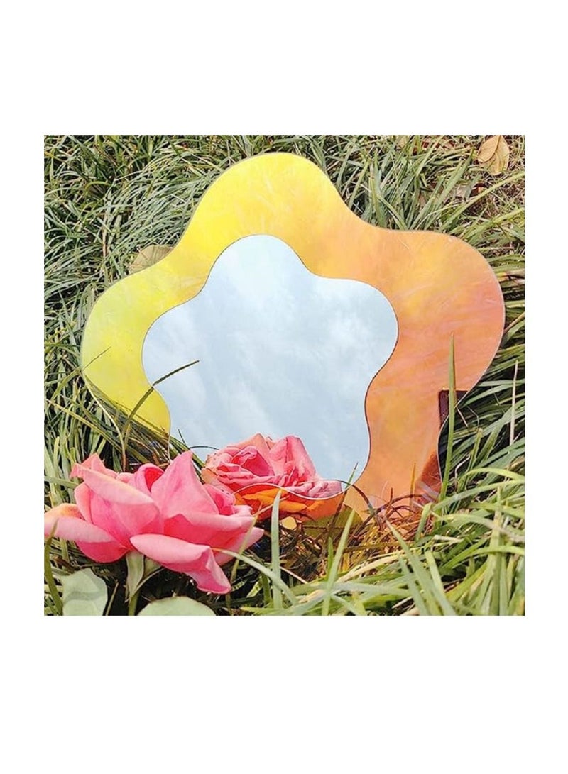 Arabest Tabletop Acrylic Mirrors Frameless Irregular Wavy Aesthetic Vanity Funky Desk Mirror Decorative for Living Room Bedroom Office and Home Decor Mirrors(27*27cm) - Image 3