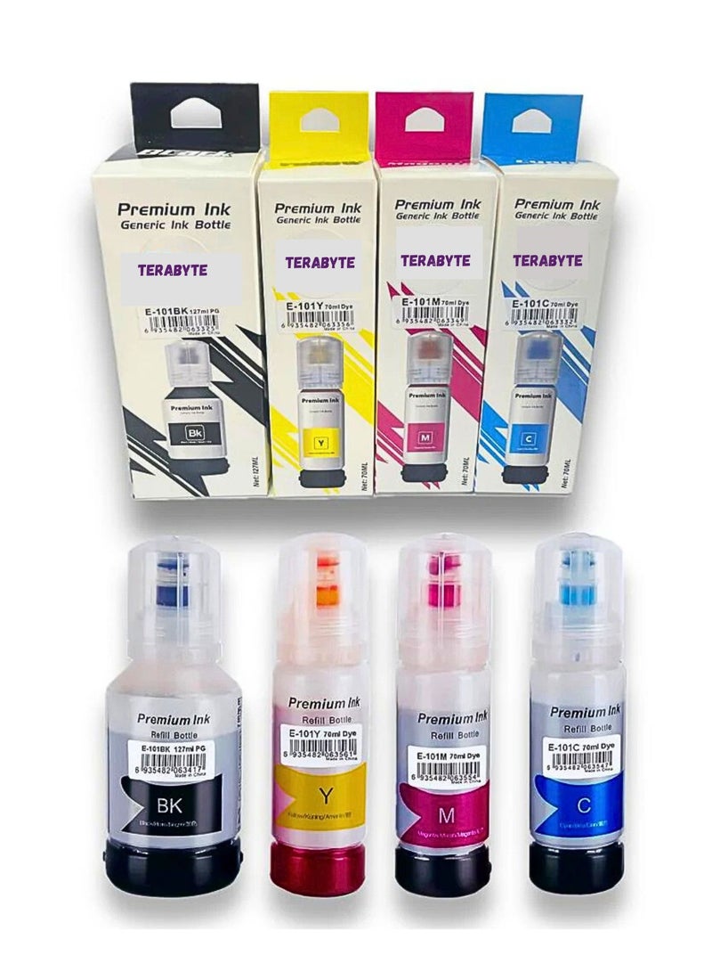 Terabyte L4150 L4160 L6160 L6170 L6176 L6190 L14150 (مجموعة حبر 101 لطابعة EcoTank 4-Pack أسود أزرق فاتح أرجواني أصفر لطابعات L4150 L4160 L6160 L6170 L6176 L6190 L14150) - Image 1