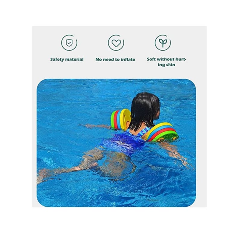 SOLARAE wimming Arm Floats EVA Foam Arm Bands Floating Sleeves, Water Wings Swimming Arm Floats for 4-14 Year Old Kids Pool Baby Swimming Circles Summer Pool Swimming Supplies 6PCs - Image 3